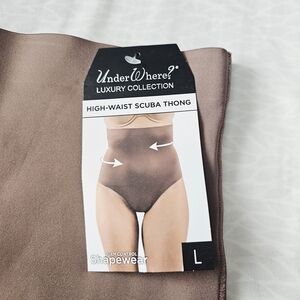 High-Waist Scuba Thong Shapewear - Brown Sz L NWT